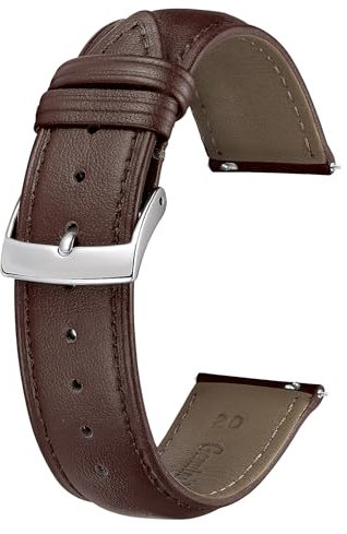BINLUN Leder Uhrenarmband 22mm 21mm 20mm 19mm 18mm 16mm 14mm 12mm Mehrfarbige Uhrenarmbänder für Damen Herren Ersatz Schnellverschluss Lederarmband Uhren Armband(22mm,Braun)
