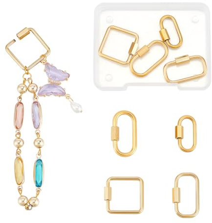 UNICRAFTALE 4 Pz 4 stilim oschettone A Vite Dorato Chiusura A Vite In Acciaio Inossidabile Clip di Bloccaggio Chiusura A Chiavem oschettone Portachiavi Clip Gancio Collegamento Rapido per Borsa DIY