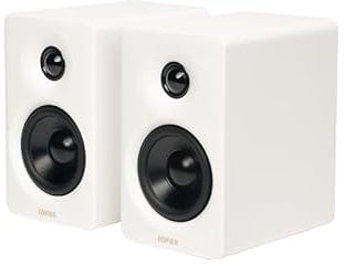 Edifier M60 Compact Desktop Speakers 2.0, for PC/Laptop/Computer, Bluetooth v5.3, USB C & 3.5 mm AUX, Hi-Res Audio Wireless Certified, 66W RMS, for Music and Gaming, Pair with Stands, White