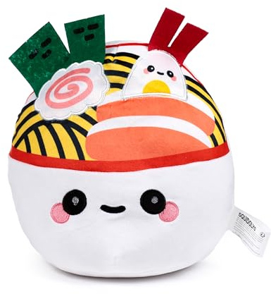 Puckator Superweiches Plüschkissen – Nori die Schale von Ramen Kawaii – Foodiemals Squidglys