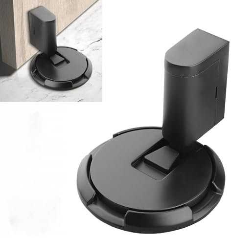 Upgraded Magnetic Door Stopper, Adjustable Punch-Free Silent Floor Doorstop for Various Door Types, Perfect for Yard, Living Room, Bedroom, Kitchen, Bathroom (Black)