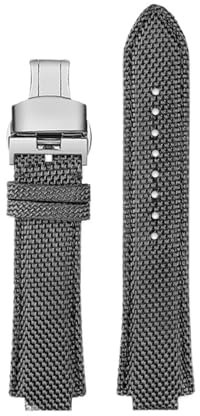 HASGTFM 1853 Passend for Tissot Herrenuhr Super Player PRX Serie T137.410 modifiziertes Nylonarmband 26–12 mm konvexes Mundarmband(Gray silver Folding)