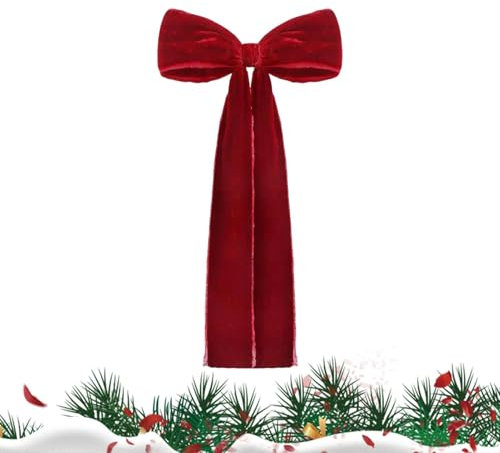 Lot de 2 grands nœuds de Noël rouges en velours bordeaux pour sapin de Noël - Grand nœud en velours rouge - Nœuds de porte rouges - Nœud vintage pour sapin de Noël