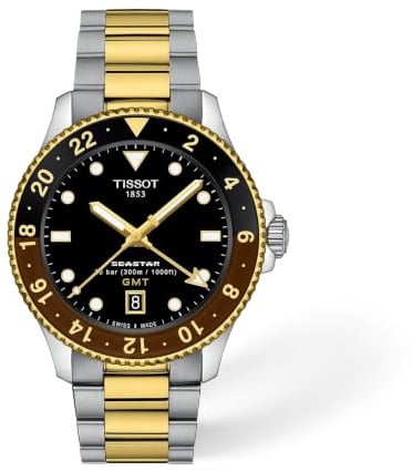 Tissot Seastar 1000, Schweizer Quarz GMT, 40 mm, schwarzes Zifferblatt, Herren-Armbanduhr