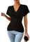 YNIQUE T Shirt Damen V-Ausschnitt Shirt Eng Skims Damen Basic Y2k Top Einfarbig T Shirt Damen Sommer Bluse