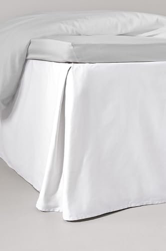 Jotex Zack Satin Volant Betthusse 100% hochwertige Bio-Baumwolle Bettrock, Höhe 45 cm, Weiß 140 x 200 cm