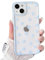 NITITOP Compatible with iPhone 13 Mini Case Cute Clear Blue Love Heart Pattern for Girls Women Soft TPU Transparent Colourful Frame Full Camera Lens Shockproof Protective Cover - Blue