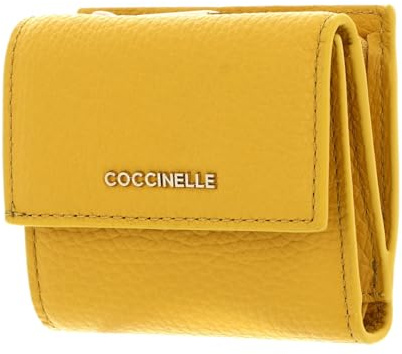 Coccinelle Cuir Porte-Monnaie Metallic Soft Wallet Grained Leather Soleado Jaune