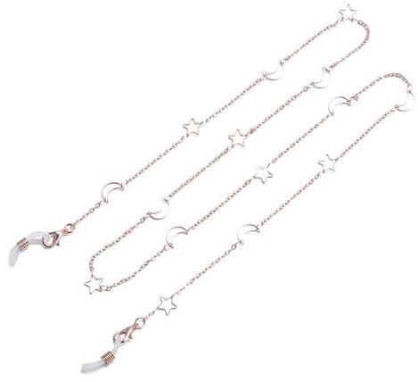 ZMCGNO Brillenkette Kristall Perlen Gläser Ketten for Frauen Gesicht Kette Halter Anti-rutsch Sonnenbrille Kette Lanyard Neck Cord Brillen Schmuck Universal Brillenkette(B-Rose Gold)