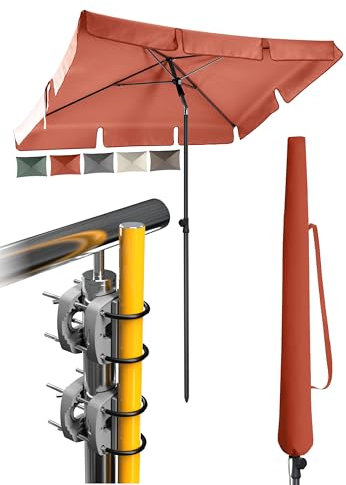 4smile Sonnenschirm Balkon SunnyShade, 200 x 125 cm, Orange - UPF 50+ Sonnenschirm rechteckig als Sonnenschutz Balkon - SunnyEasy Balkon-Schirm mit 2 x Sonnenschirmhalter + Sonnenschirmhülle