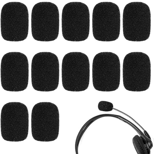 Copertura Microfono In Spugna, 12 Pezzi Nero Mini Microfono In Schiuma, Copri Microfono, Antivento, Antirumore, Ideali per Aule, Conferenze, Interviste, Performances dal Vivo