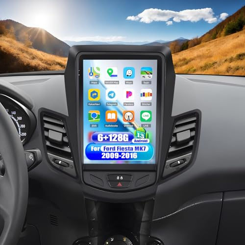 OiLiehu 6+128G 8 Core Android 13 Autoradio per Ford Fiesta MK7 2009-2016 Carplay Android Auto Autoradio con Schermo 9,7 pollici con Bluetooth GPS FM RDS WiFi SWC DSP/EQ Telecamera Posteriore