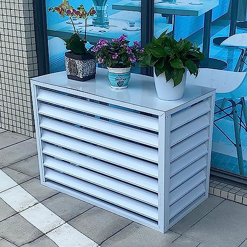 GAOAZHEN Outdoor Air Conditioner Cover Heat Pump Protection Aluminium Garden Fence Cover Weatherproof Outdoor AC Cover Stylish White Design for Enhanced Outdoor Aesthetics