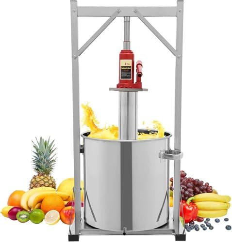 WHYYDSS Hydraulische Frucht- und Weinpresse (12 l, 22 l, 36 l), manueller Entsafter mit Hebevorrichtung und Auffangschale, Edelstahl-Käsepresse für Trauben, Apfelwein, Olivenöl, Honig und Gemüse 36L