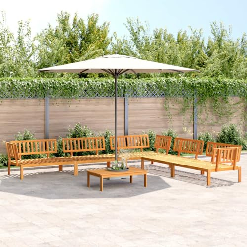 Mandloder 6-TLG. Garten-Sofagarnitur aus Akazien-Massivholz, Latten-Design, 100x60x30 cm Tisch, Outdoor Lounge Set, Terrassenmöbel, hohe Tragfähigkeit
