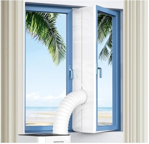 Air Conditioner Window Seal,Anti-Mosquito Waterproof Wind Resistant Universal AC Window Seal Kit with Double Zip and Powerful Adhesive Tap for Portable Air Conditioner and Tumble Dryer,400cm/158