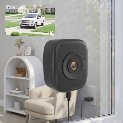 abetap 8MP 4K Window Camera, No Drill Indoor Camera for Outdoor Monitoring, 5GHz & 2.4GHz WiFi, Full Color Night Vision, AI Human Detection, 24/7 Recording, 32GB SD Card Included (Black)