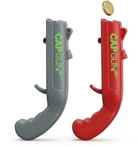 2 PCS Flaschenöffner Pistole,Cap Gun Flaschenöffner Pistole,Lustige Schuss | Flaschenöffner,Firing Cap Opener,Bieröffner Im Pistolen-Design,Für Den Einsatz Zu Hause,In Der Bar Oder Auf Partys(Grau,Rot)