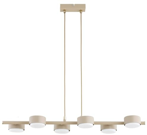 KAR LIGHTING Pendellampe 6-flammig GX53 Beige – Moderne Spot-Leuchte im Loft Design für Wohnzimmer, Küche & Büro (ohne Leuchtmittel)