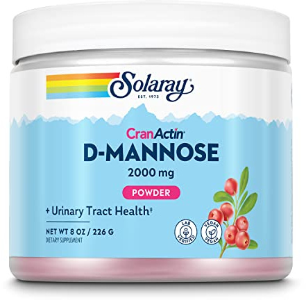 SOLARAY D-Mannose with CranActin Cranberry AF Extract Powder, 2000 mg, 400 mg of Cranberry Extract, Healthy Urinary Tract Support, Organic Natural Flavors, 30 Servings, 8 oz