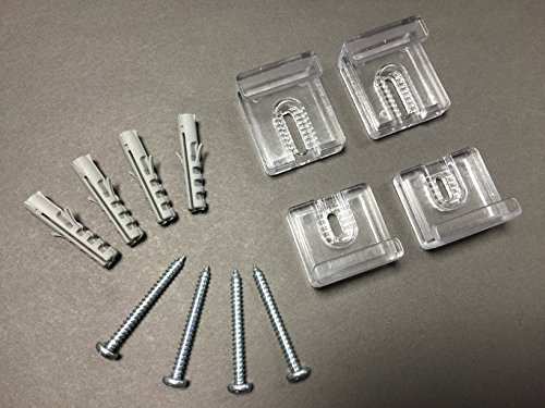 Reflex Sales and Marketing Ltd Mirror Glass Panel Wall Hanging Mounting Fixing Kit Hardware - Clear Plastic Clips, Hooks, Brackets