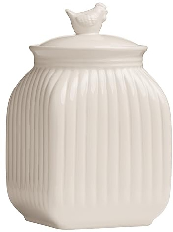 Premier Housewares Charming Medium Canister | Practical Design Tea Coffee Sugar Canister For Kitchen | Durable Canister For Cooking | Dolomite Constructed Kitchen Canister