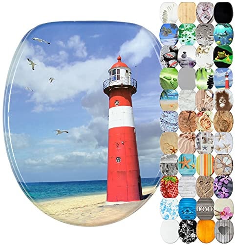 Sanilo Soft Close Toilet Seat, Wide Choice of New Toilet Seats, Stable Hinges, Easy to Mount (Lighthouse)