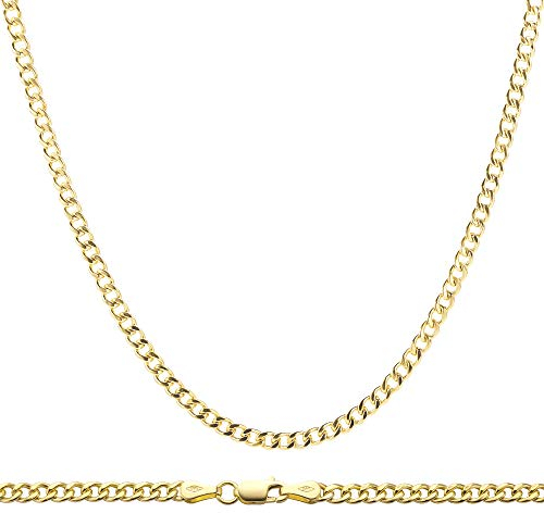 PRINS JEWELS 14 Karat / 585 Gold Panzerkette Gelbgold Unisex - Breite 3 mm - Länge wählbar (55)