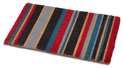 Addis Door Mat 100% Natural Coir Pile with Multi Colour Stripe Design-70 x 40 cm, 70_x_40_cm, 517491