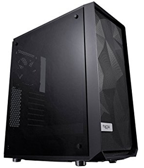 Fractal Design Meshify C - Compact Computer Case - High Performance Airflow/Cooling - 2 x Fans Included - PSU Shroud - Modular Interior - Water-Cooling Ready - USB 3.0 - Tempered Glass - Blackout
