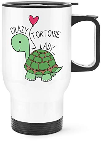Crazy Tortoise Lady Travel Mug Cup with Handle