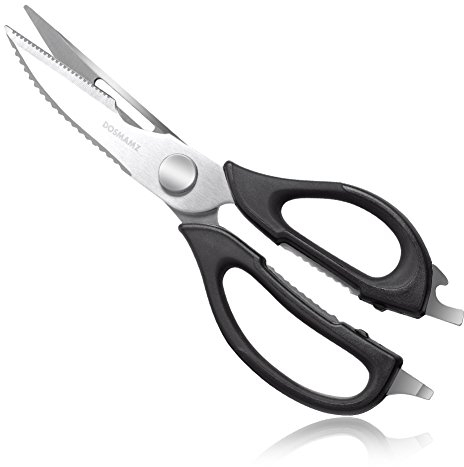 Kitchen Shears - Multi Purpose Utility Scissors by DOSMAMZ - Ultra Sharp Kitchen Scissors for Chicken, Poultry, Fish, Meat, Vegetables, Herbs and BBQ, Comes Apart for Cleaning