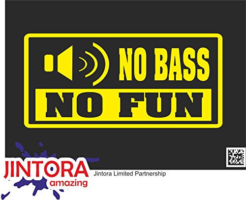 JINTORA - Autoaufkleber Tuning - Auto Aufkleber - no bass no Fun - 207x99 mm - Auto Sticker Bus Fenster Heckscheibe Camper wetterfest Outdoor Sticker Auto Deko LKW Tuning Selbstklebend - gelb