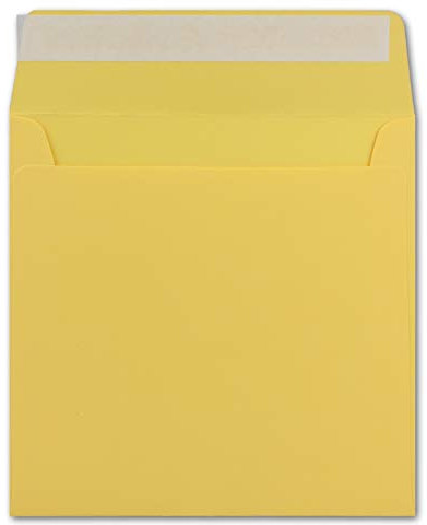 25 Quadratische Brief-Umschläge Honig-Gelb - 15,5 x 15,5 cm - 120 g/m² Haftklebung stabile Kuverts ohne Fenster - von Ihrem Glüxx-Agent
