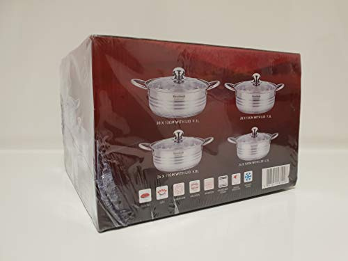 Eisenbach Lot de 4 casseroles professionnelles en acier inoxydable