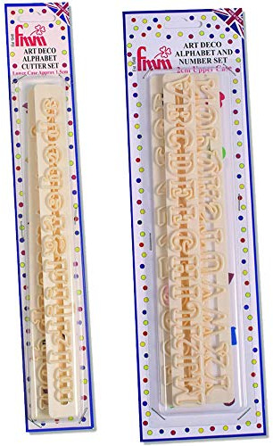 FMM Art Deco Uppercase Alphabet & Numbers and Lower case Alphabet (Two Set of Cutters -Tappit Range)