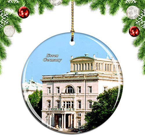 Weekino Deutschland Villa Huegel Essen Weihnachtsdekoration Christbaumkugel Hängender Weihnachtsbaum Anhänger Dekor City Travel Souvenir Collection Porzellan 2,85 Zoll