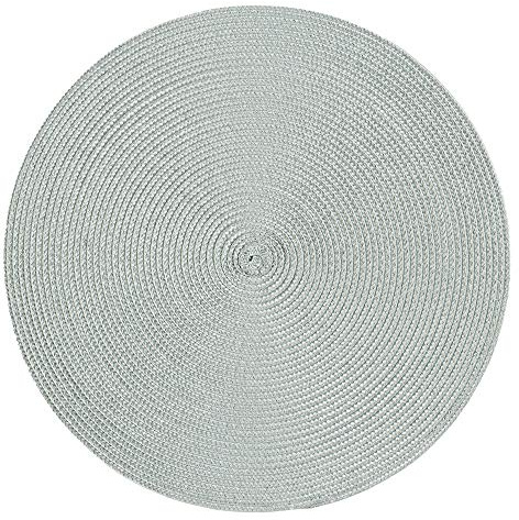 Haus und Deko Platzset Polypro Bastoptik rund ca. 35 cm Ø Silbergrau abwaschbar Tischset Platzdeckchen