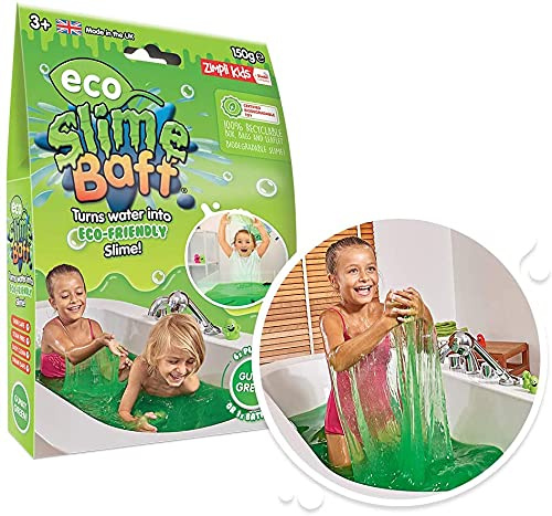 ZIMPLI - Eco Slime Baff Verde, 1 utilizzo per il bagno o 4 per il gioco, trasforma magicamente l’acqua in uno slime denso e colorato, giocattolo rispettoso dell’ambiente, regalo eco-friendly