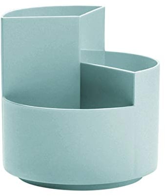 AhfuLife Creative Rotating Pen Pot, Makeup Brush Holder with 3 Capacity Brush Pot, Decorative Stationery Storage Boxes for Home and Office (Lake Blue)