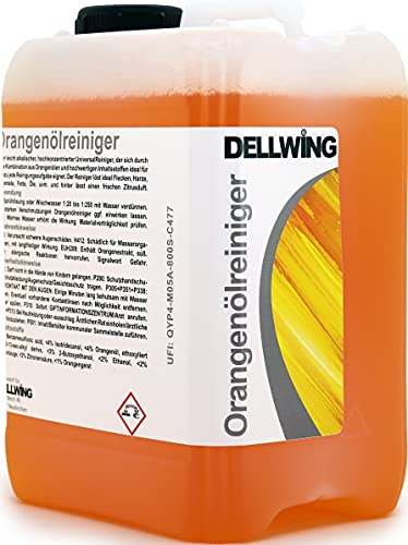DELLWING Orangenölreiniger Konzentrat 10L – Premium Orangenreiniger Konzentrat/Universalreiniger mit Zitrusduft gegen Flecken, Fette, Öle, Klebereste und Harze