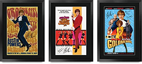HWC Trading FR A3 Austin Powers-Kollektion X 3 Mike Myers Gifts gedrucktes Autogramm-Bild für Filme Memorabilia Fans – A3 gerahmt