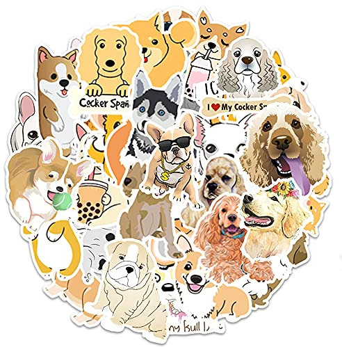 Dog Stickers for Teens Boys Girls Kids, Cute Vinyl Waterproof Stickers for Laptop Flasks Water Bottle Cup Bike Phone Notebook Scrapbook Tablet Car, Unique Cartoon Animals Pet Decals Pack[Dog-50Pcs]