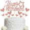 Sumerk Rose Gold Glitter Happy Retirement Cake Topper Retired Theme Cake Decorations Set with Heart Cupcake Toppers Party Decorations Supplies - Pack of 13