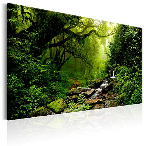B&D XXL - Akustikbild Wald Bach 120x80 cm 1 tlg Bilder Akustikschaum Schallschutz Kunst Akustikpaneele Wandpaneele Schalldämmung Schallabsorber Natur Landschaft Bäume Wasserfall c-B-0234-b-c
