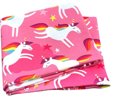 Wollhuhn ÖKO Mädchen/Damen/Buben Cooles Elastisches Stirnband/Haarband Bequem Jersey Baumwolle Viele Motive 21215155 (Happy Unicorn Rosa)