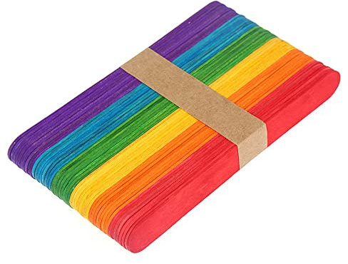 50 Stück Lutscherstiele, Lutscherstiele, Holz-Eisstiele, mehrfarbiges Eis am Stiel, natürliche Holzlutscher-Eisstiele für Bastelprojekte (11,5 x 1 cm, bunt)