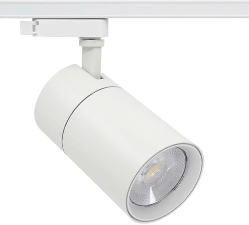G.W.S® 3 Wires Single Circuit White LED Track Spotlight, Dimmable 20W 1800Lms Tri-Colour 3000K/4000K/6500K 36° Beam Angle