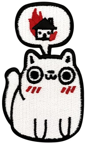 Urbanski Patch Destruction Kitty träumt von Zerstörung zum Aufbügeln 7,6 x 4,4 cm | Aufnäher Applikation Bügelbild