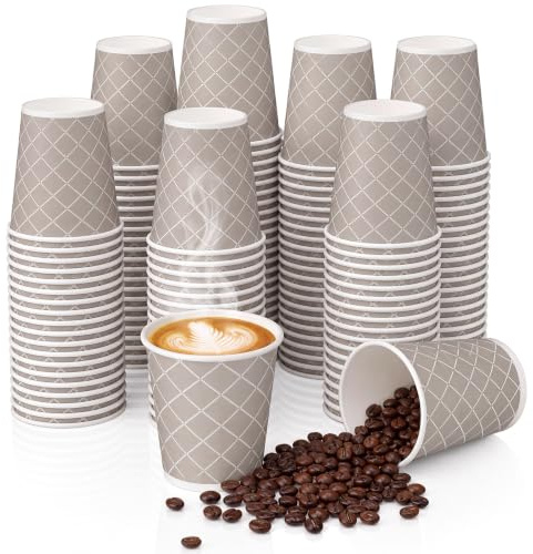 Rtteri 100 Pcs Count 3 oz Disposable Coffee Cups Disposable Espresso Cups Small Paper Cups 3 oz Cups for Coffee Tea Cocoa Juice Mini Disposable Paper Cups for Cafes Offices and Home